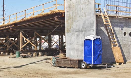 construction site hygiene is prioritized with these portable toilets in place